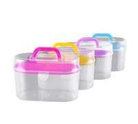 Hemobllo Contenitore per Cucito in Plastica Rigida con Doppio Maniglia Rotante e Chiusura a Pressione Organizer Compatto per Accessori da Ricamo e Aghi Custodia Portatile