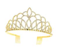 Hemobllo Corona da Sposa Accessorio per Chioma da Cerimonia in Lega di Zinco con Cristalli e Pietre Preziose Oro Corona Nuziale Elegante per Bambine e Teatro