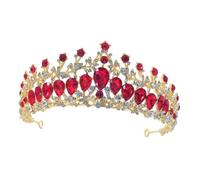 Hemobllo Corona da Sposa Rossa Strass Copricapo da Donna per Matrimoni e Feste Accessori per Abiti da Sposa Eleganti e Brillanti per Cerimonie e Balli di Fine Anno