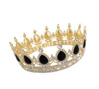 Hemobllo Corona Elegante Barocca a Goccia Strass Neri Ornamento per Chioma Sposa Raffinato e Copricapo Grazioso per Feste Compleanni e Cerimonie