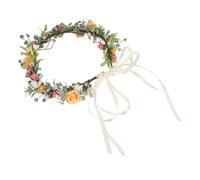Hemobllo Coroncina di Fiori Colorata per Chioma da Sposa Nastri Regolabili, Accessorio Floreale Elegante per Cerimonie Nuziali e Festival