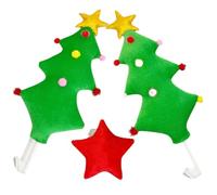 Hemobllo Decorazione Auto Natalizia Corna di Renna e Albero Verde | Tessuto Verde, Atmosfera di Natale, per Guida Durante le Feste, Stile Carino e Generoso