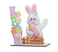 Hemobllo Decorazione Pasquale Legno Con Coniglietto e Uova Colorate Centro Tavola Primaverile Per Feste Di Pasqua e Cene Di Buona Pasqua Per Addobbi Festivi