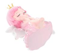 Hemobllo Decorazione per Torta a Forma di Bambina Angelo in Resina Rosa Statuina Fata Miniatura per Compleanni e Shower Decorazioni per Torte di Festa per Bambine