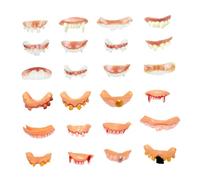 Hemobllo Denti Finti Horror in PVC 24 Unit per Feste a Tema Halloween e Performance Teatrali, Accessori Costume Realistici per Creare Atmosfera Spaventosa