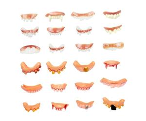 Hemobllo Denti Finti Horror in PVC 24 Unit per Feste a Tema Halloween e Performance Teatrali, Accessori Costume Realistici per Creare Atmosfera Spaventosa