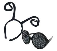 Hemobllo Fascia Antenna Formica Nera e Occhiali Decorativi per Feste, Leggeri e Comodi e Plastica, per Carnevale e Halloween