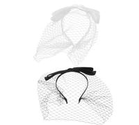 Hemobllo Fascia per Chioma Donna con Fiocco in Velo a Rete 2 Pezzi, Cerchietto Sottile Bianco Retrò, Accessorio Elegante per Matrimoni e Feste Formali
