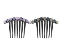 Hemobllo Forcine Chioma 2 Pezzi Design a Fiore e Strass, Pettine per Acconciature Raccolte, Materiale Resina Sette Denti, Elegante Accessorio per Chioma Colore Casuale