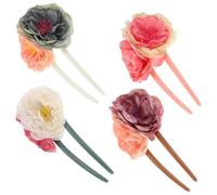 Hemobllo Forcine per Chioma a Forma di U 4 Pezzi Accessori Floreali Vintage per Chignon Fermagli Tradizionali per Chioma Raccolti Decorazioni Leggere per Donne e Ragazze