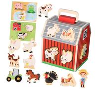 Hemobllo Giocattoli Animali da Fattoria in Legno per Anni Figure Animali Piccole con Liscio Attività Motoria Fine Educativa per Adatto per Casa e Scuola