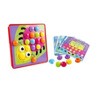 Hemobllo Gioco Educativo Puzzle Mosaico con Bottoni Colorati e Tavoletta per Anni Creativo con Puntine Forma di Fungo Carte Illustrate e Vassoio Sviluppo Coordinazione Colore Casuale