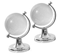 Hemobllo Globo di Cristallo Trasparente Decorativo 2 Pezzi, Mappamondo Geografico in Miniatura Rotondo, Ornamento Creativo per Scrivania e Ufficio, Regalo per Festa e Arredamento Casa