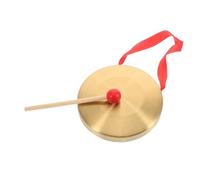 Hemobllo Gong Decorativo in Ottone con Mazzetto Ergonomico Strumento Percussione Tradizionale Cinese per Musica e Arredamento Casa Ufficio con Nastro Rosso per Performance e Valore
