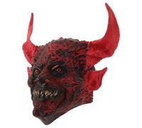 Hemobllo Maschera Demone con Corna Rosse, Copertura Viso Intero per Adulti | Rete Sottile e Flessibile, Contorni Tridimensionali Evidenti, per Feste di Halloween e Mascherate