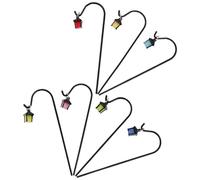 Hemobllo Mini Lanterna Luminosa da Giardino 7 Pezzi con Gancio da Pastore in Metallo Supporto per Casa delle Bambole e Accessori da Giardino in Miniatura per Micro Paesaggi Decorativi