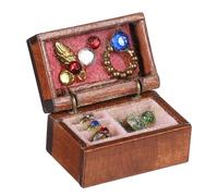 Hemobllo Mini Scatola Per Anelli Annata Vanità Gioielli e Accessori Per Case Delle Bambole Cose in Miniatura Decorazioni Per Cassettiere Per Case Delle Bambole Marrone Plastica