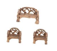 Hemobllo Mini Sedie e Mini Panca in Resina 3 Pezzi per Decorazioni da Giardino, Micro Paesaggi e Bonsai, Dipinte a Mano Multicolore, Resistenti alle Intemperie, Complementi Ornamentali Esterni