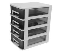 Hemobllo Mobiletto Portaoggetti Trasparente a Cassetti Organizzatore Multistrato in Plastica Per Scrivania Contenitore Impilabile Per Ufficio e Casa Design Semitrasparente Bianco/nero