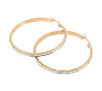 Hemobllo Orecchini a Cerchio da Donna in Acciaio Lega Leggera con Pietre Brillanti Cerchi Dorati 50Mm Leggeri e Comodi Gioielli per le Orecchie Adatti a Compleanni Matrimoni e Serate in