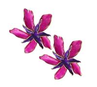 Hemobllo Orecchini Da Donna a Forma Di Fiore Smaltato Doppio Strato, Design a Due Toni Raffinato in Lega Resistente, Accessorio Quotidiano Elegante Per Uso Prolungato