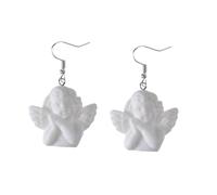 Hemobllo Orecchini Donna Angelo Bianco in Lega e Resina, Design Retrò e Creativo, Facili da Indossare e Togliere, per Ogni Occasione Speciale