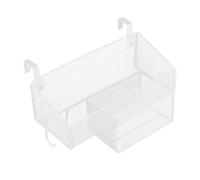 Hemobllo Organizer da Comodino in Metallo Bianco con Cestino Portaoggetti e 27 Ganci Mensola Sospesa per Letto a Castello e Scrivania Soluzione Salvaspazio per Dormitorio e Camera da