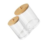 Hemobllo Organizer per Fioc in Acrilico Trasparente con in Bamboo Portatile e Compatto Contenitore Rotondo per Tampone e Make Up Facile da e Decorativo