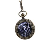 Hemobllo Orologio da Tasca Cassa in Bronzo e Catena Compatta, Numeri Romani, Stile Fantasma Retrò, Adatto a Uomo Collezionista di Orologi Antichi