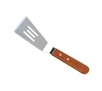 Hemobllo Paletta in Acciaio con Manico in Legno Mini Spatola per Bistecca e Frittura con Design per Scolare Olio Utensile Bbq Compatto per Uova Pancake e Hamburger