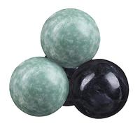 Hemobllo Palline Baoding Per Massaggio Mani in Marmo, 4 Pezzi Da 1.4 Pollici, Strumento Per Rilassamento e Flessibilità Articolare, Uso Domestico e Ufficio, Verde e Nero