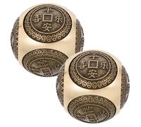 Hemobllo Palline da Massaggio per le Mani Baoding in Ottone 38Mm Incisioni a Sei Lati Set da 2 per Rilassamento Muscolare Allenamento della Mano e Benessere Quotidiano in Casa e Ufficio