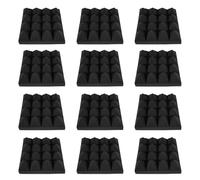 Hemobllo Pannelli Fonoassorbenti Piramidali 25X25X8 CM in Poliuretano Ignifugo Nero Set 12 Pezzi per Isolamento Acustico Pareti Riduzione Rumore e Eco in Studi Registrazione Uffici e