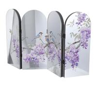 Hemobllo Paravento per Risparmio Spazio e Acrilico Decorativo da Tavolo Design Floreale e Uccelli, Pannello Pieghevole a 4 Ante PVC Ambiente Elegante