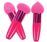 Hemobllo Penna Pennello Spugna Per Trucco 3 Pezzi Rosa Magenta Morbida Per Fondotinta Bagnato e Asciutto Accessorio Cosmetico Pratico Per Make-up Quotidiano e Regali