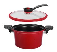 Hemobllo Pentola a Pressione Antiaderente Multifunzionale Per Uso Domestico Con Doppie Maniglie Sicure Compatibile Con Fornello a Gas E Induzione Coperchio in Vetro Rosso