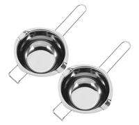Hemobllo Pentolino per Fusione in Acciaio Inossidabile 400ml 2 Pezzi Doppio Beccuccio Versatore e Struttura a Bagnomaria, per Home Baking e Sciogliere Grasso Cioccolato