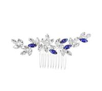 Hemobllo Pettine Laterale per Capelli da Sposa con Strass Blu Ornamento in Lega per Acconciature da Cerimonia Fermaglio Decorativo Multifunzionale per Parrucche