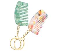 Hemobllo Pettine Portachiavi a Denti Larghi 2 Pezzi Mini Pettine Tascabile per Bagnati Accessorio Viaggio