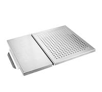 Hemobllo Piastra per Barbecue in Acciaio Inossidabile 2 in 1 Griglia Forata per Drenaggio, Elemento Essenziale Cucina per Casa, Ristorante, Campeggio e Picnic, Design Compatto e Facile da Pulire