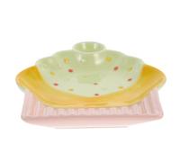 Hemobllo Piatto per Ravioli in Ceramica, Piatto Porta Salsa a Scomparti | Uso Domestico per Antipasti e Snack, Leggero, Facile da Pulire, Facile da Riporre, Blu Colore Casuale