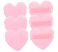 Hemobllo Piumino Da Cipria a Forma Di Cuore, Set 6 Pezzi, Piccolo e Compatto, Per Cipria in Polvere Libera, Piumino Da Trucco Per Viso Cinturino, Adatto a Donna e Viaggi