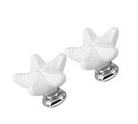 Hemobllo Pomelli per Mobili in Ceramica Bianca a Forma di Stella Marina, Maniglie per Armadio e Cassetto 2 Pezzi in Lega di Zinco per Cucina, Ufficio e Ktv
