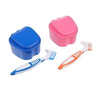 Hemobllo Porta Dentiera in Plastica Kit di Spazzole per Pulizia delle Protessi Scatola Dentiera Contenitore per Protessi e Sportive Pratica e Resistente