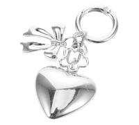 Hemobllo Portachiavi Cuore con Fiocco e Fiore Ciondolo Adorabile per Borse e Charm Pendente alla Moda per Donne e Ragazze Accessorio Unico e Resistente