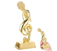 Hemobllo Premio Microfono in Resina Oro per Note Musicali, Decorazione Creativa e Simbolo D'onore per Concorsi di Canto e Camera