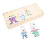 Hemobllo Puzzle di Legno Educativo per Gioco di Animali in Legno Coniglietto per Cambiare Vestiti Giocattolo Creativo per Sviluppo Coordinazione Occhio-Mano e Creatività