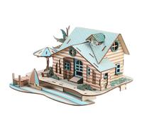 Hemobllo Puzzle in Legno Casa da Spiaggia Colorata Giocattolo Educativo di Incastri per Promuove Abilità di Differenziazione Colore e Forma Design Creativo e Sicuro