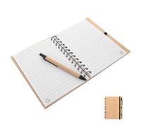 Hemobllo Quaderno Pagine Ampie con Copertina Beige in Bambù a Spirale Design Creativo e Portatile e Appunti per Lavoro di Ufficio