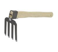 Hemobllo Rastrello a Mano in Acciaio Manico in Legno, Attrezzo da Giardino Portatile per Diserbo e Dissodamento, Strumento Agricolo Multifunzione per Orto e Giardinaggio Outdoor